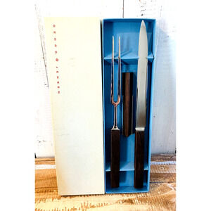 New Vintage Georg Jensen 3 Piece Carving Set in Original Box Rare